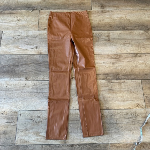 SBetro High Waist Slit Hem Faux Leather Light Brown - Picture 8 of 8